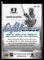 2026-27 Upper Deck Series 1 Hockey Vibe Check #VC-31 Mason McTavish (2)