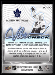 2026-27 Upper Deck Series 1 Hockey Vibe Check #VC-19 Auston Matthews (2)