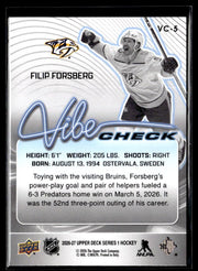 2026-27 Upper Deck Series 1 Hockey Vibe Check #VC-5 Filip Forsberg (2)