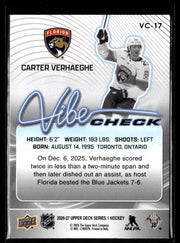 2026-27 Upper Deck Series 1 Hockey Vibe Check #VC-17 Carter Verhaeghe (2)