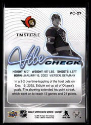 2026-27 Upper Deck Series 1 Hockey Vibe Check #VC-29 Tim Stützle (2)