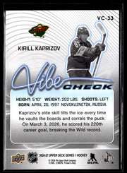 2026-27 Upper Deck Series 1 Hockey Vibe Check #VC-33 Kirill Kaprizov (2)