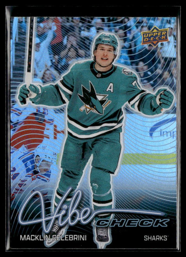 Macklin Celebrini - #VC-36 Vibe Check hockey card from 2026-27 Upper Deck Series 1