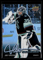 Hockey single: Joey Daccord #VC-6 (Vibe Check) from 2026-27 Upper Deck Series 1