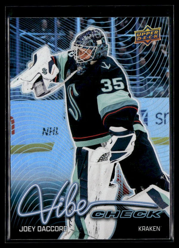 Hockey single: Joey Daccord #VC-6 (Vibe Check) from 2026-27 Upper Deck Series 1