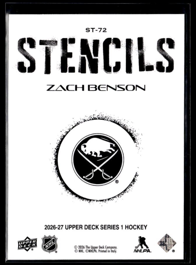 2026-27 Upper Deck Series 1 Hockey Stencils #ST-72 Zach Benson (2)