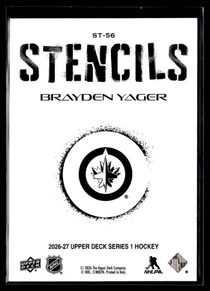 2026-27 Upper Deck Series 1 Hockey Stencils #ST-56 Brayden Yager (2)