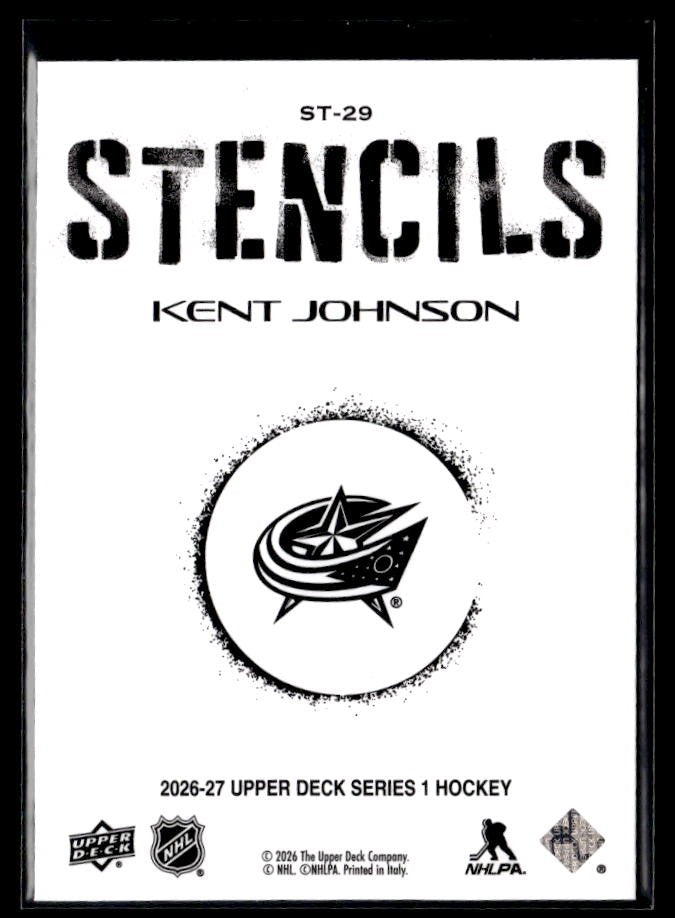 2026-27 Upper Deck Series 1 Hockey Stencils #ST-29 Kent Johnson (2)