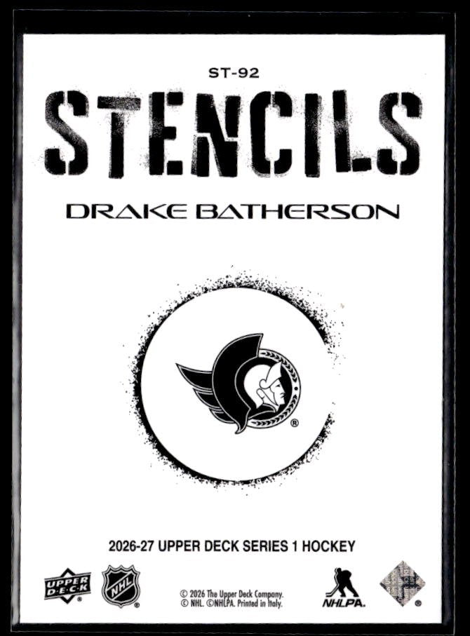 2026-27 Upper Deck Series 1 Hockey Stencils #ST-92 Drake Batherson (2)