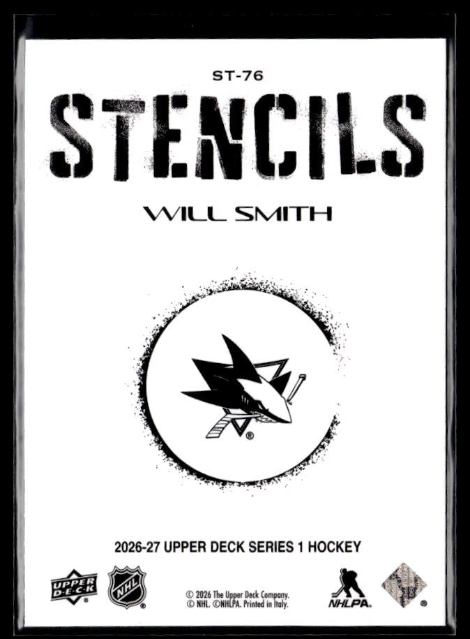 2026-27 Upper Deck Series 1 Hockey Stencils #ST-76 Will Smith (2)