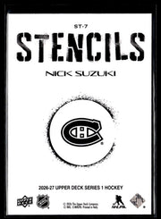 2026-27 Upper Deck Series 1 Hockey Stencils #ST-7 Nick Suzuki (2)