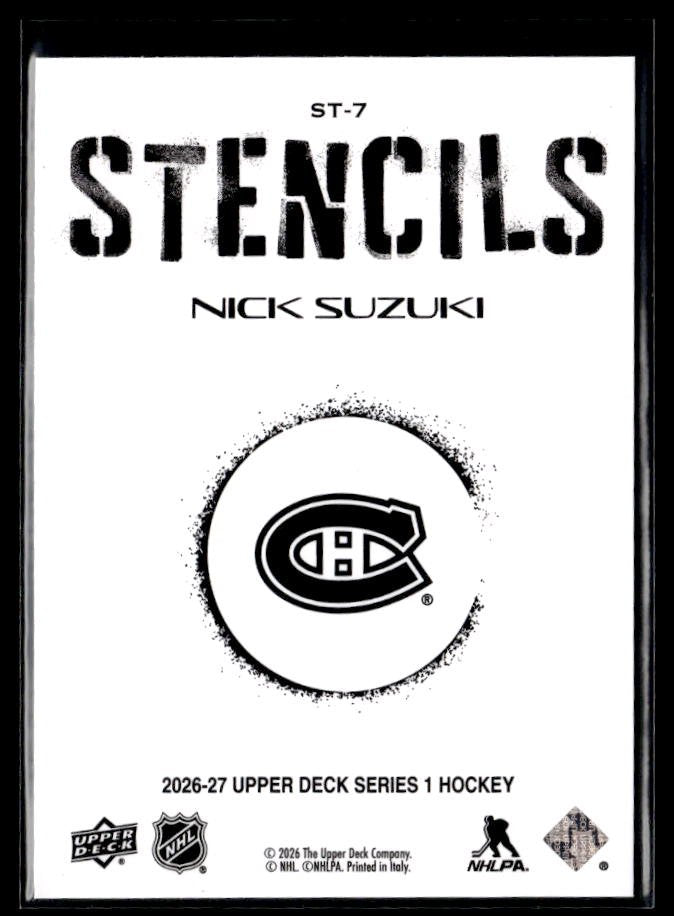 2026-27 Upper Deck Series 1 Hockey Stencils #ST-7 Nick Suzuki (2)