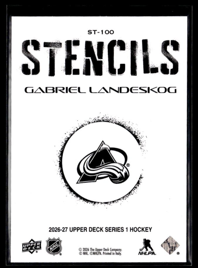 2026-27 Upper Deck Series 1 Hockey Stencils #ST-100 Gabriel Landeskog (2)
