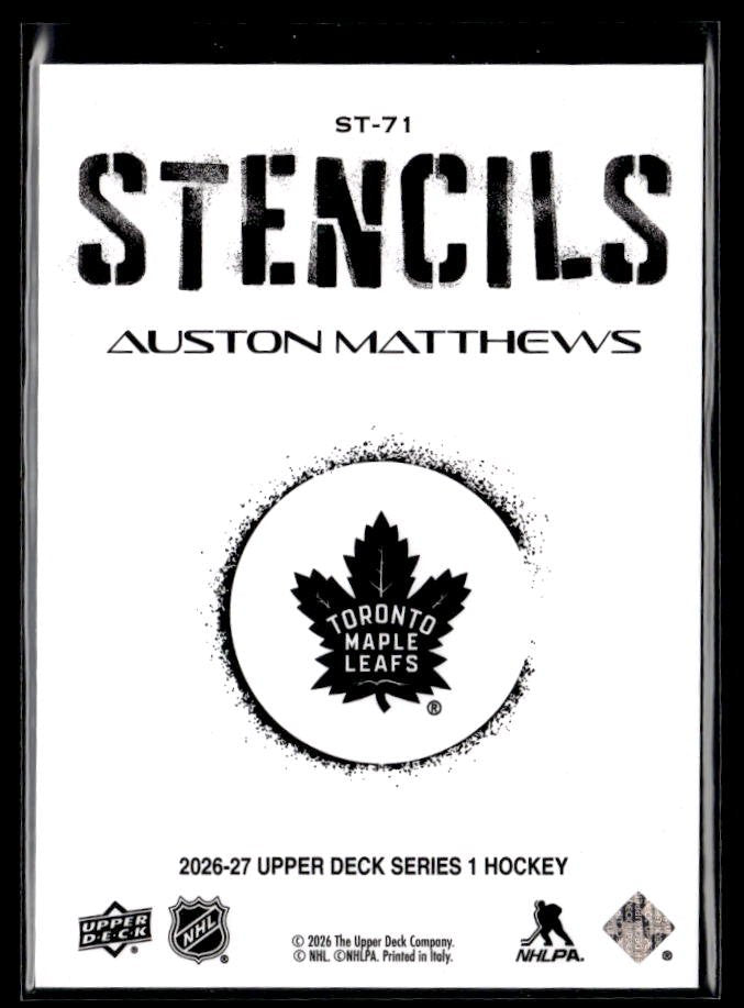 2026-27 Upper Deck Series 1 Hockey Stencils #ST-71 Auston Matthews (2)