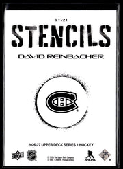 2026-27 Upper Deck Series 1 Hockey Stencils #ST-21 David Reinbacher (2)