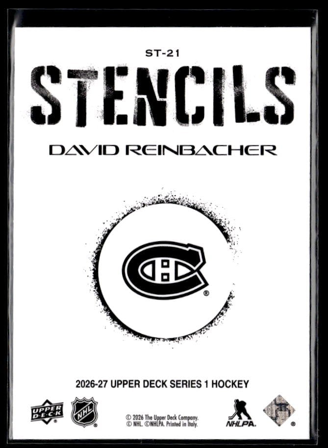 2026-27 Upper Deck Series 1 Hockey Stencils #ST-21 David Reinbacher (2)