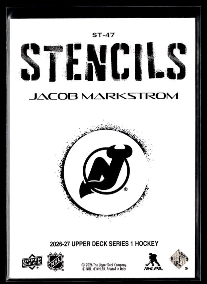 2026-27 Upper Deck Series 1 Hockey Stencils #ST-47 Jacob Markstrom (2)