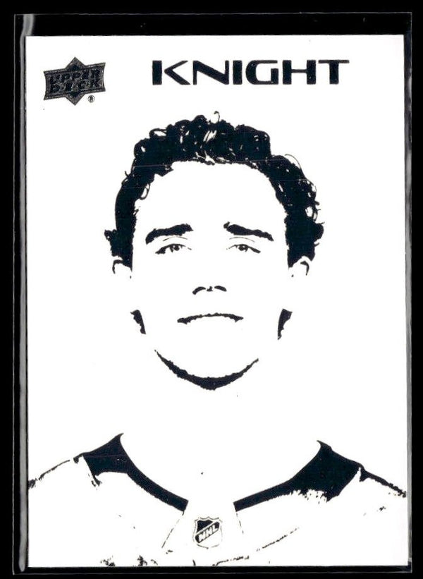 Hockey single: Spencer Knight #ST-60 (Stencils) from 2026-27 Upper Deck Series 1