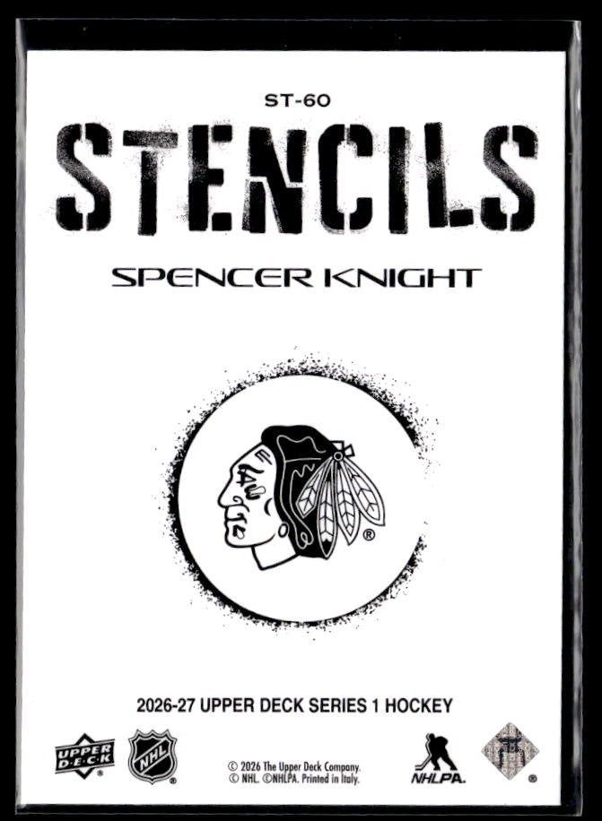 2026-27 Upper Deck Series 1 Hockey Stencils #ST-60 Spencer Knight (2)