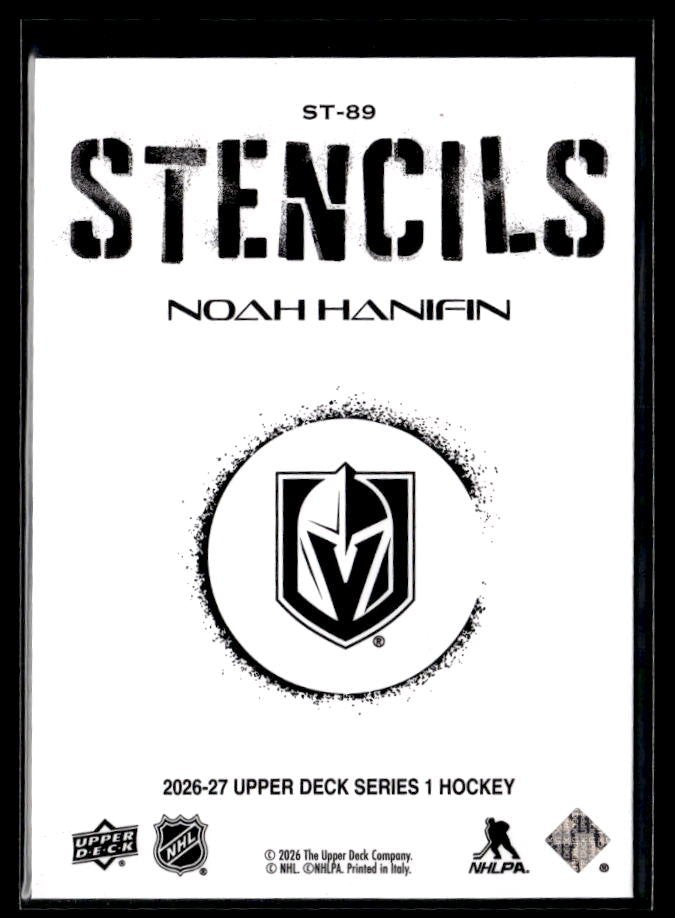 2026-27 Upper Deck Series 1 Hockey Stencils #ST-89 Noah Hanifin (2)