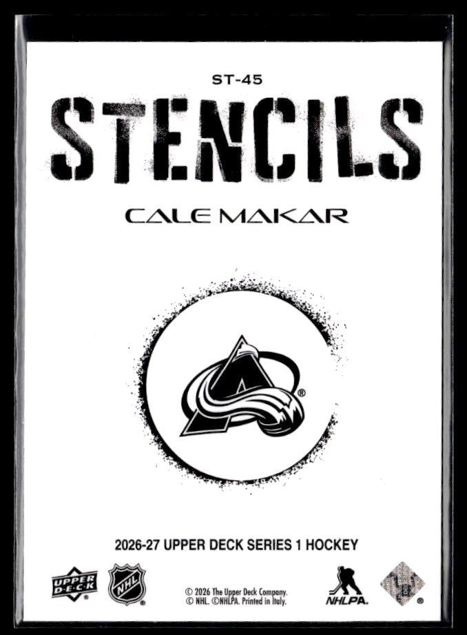 2026-27 Upper Deck Series 1 Hockey Stencils #ST-45 Cale Makar (2)