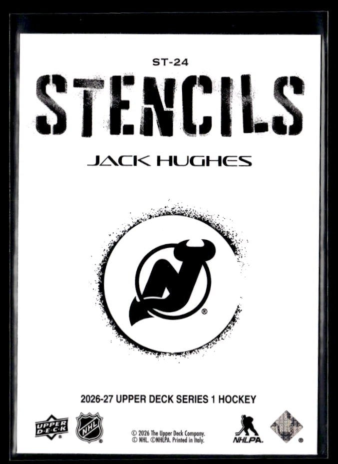 2026-27 Upper Deck Series 1 Hockey Stencils #ST-24 Jack Hughes (2)
