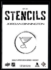2026-27 Upper Deck Series 1 Hockey Stencils #ST-61 Jordan Binnington (2)