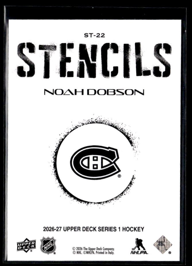 2026-27 Upper Deck Series 1 Hockey Stencils #ST-22 Noah Dobson (2)