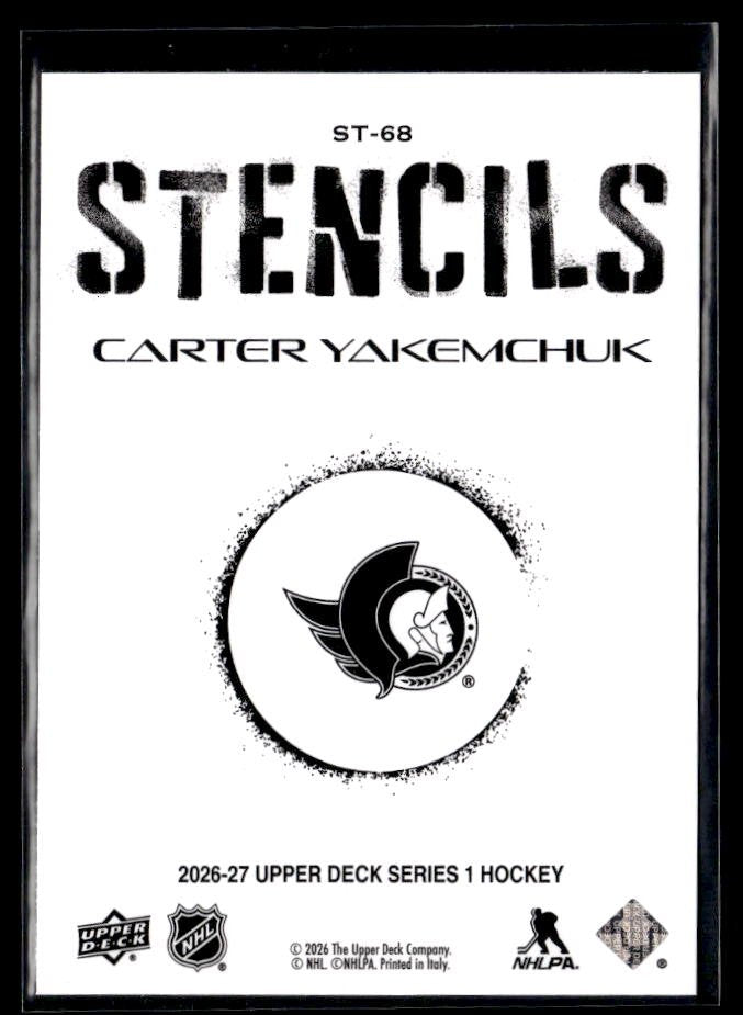 2026-27 Upper Deck Series 1 Hockey Stencils #ST-68 Carter Yakemchuk (2)