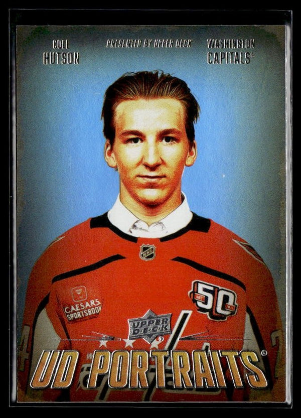 Cole Hutson - #P-17 UD Portraits hockey card from 2026-27 Upper Deck Series 1