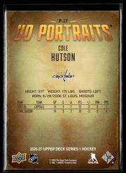 2026-27 Upper Deck Series 1 Hockey UD Portraits #P-17 Cole Hutson (2)