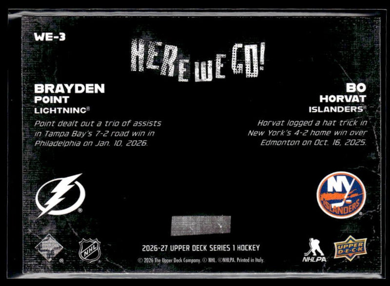 2026-27 Upper Deck Series 1 Hockey Here We Go #WE-3 Brayden Point / Bo Horvat (2)