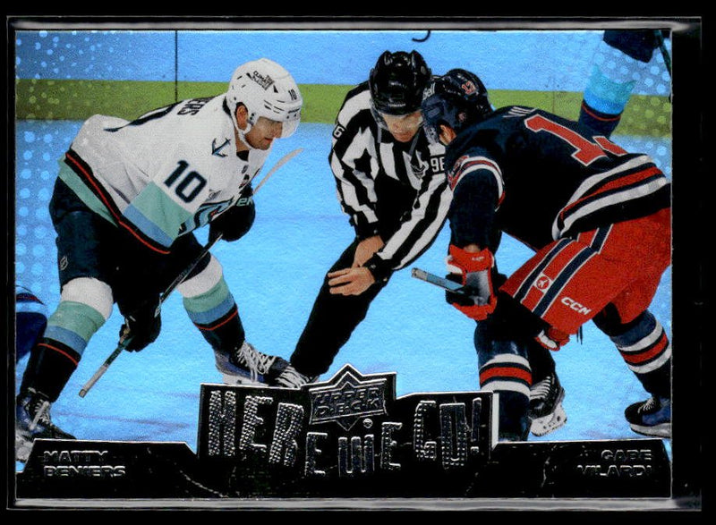 Hockey single: Matty Beniers / Gabe Vilardi #WE-18 (Here We Go!) from Upper Deck