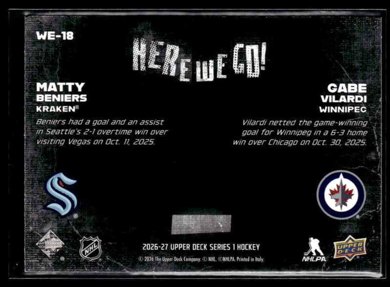 2025-27 Upper Deck Series 1 Hockey Here We Go! Matty Beniers / Gabe Vilardi (2)