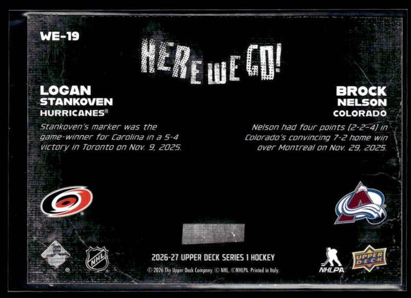 2026-27 Upper Deck Series 1 Hockey Here We Go! Logan Stankoven / Brock Nelson (2)
