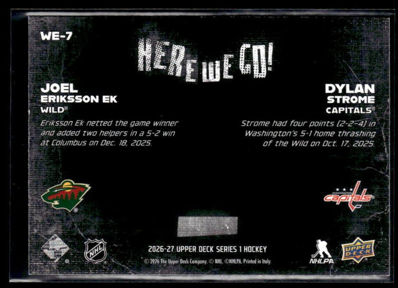 2026-27 Upper Deck Series 1 Hockey Here We Go! Joel Eriksson Ek / Dylan Strome (2)