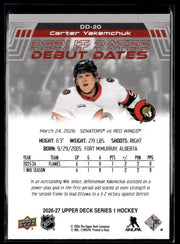 2026-27 Upper Deck Series 1 Hockey Debut Dates #DD-20 Carter Yakemchuk RC (2)