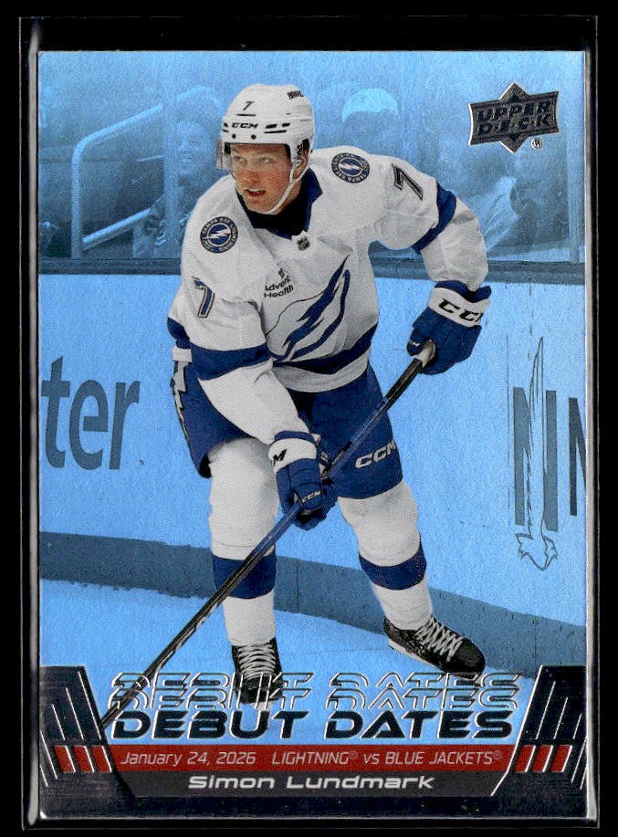 Simon Lundmark RC - #DD-6 Debut Dates hockey card from 2026-27 Upper Deck Series 1