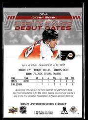 2026-27 Upper Deck Series 1 Hockey Debut Dates #DD-4 Oliver Bonk RC (2)