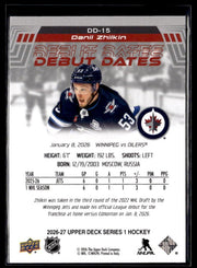 2026-27 Upper Deck Series 1 Hockey Debut Dates #DD-15 Danil Zhilkin RC (2)