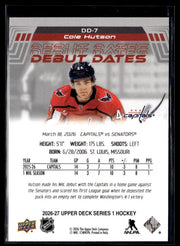 2026-27 Upper Deck Series 1 Hockey Debut Dates #DD-7 Cole Hutson RC (2)