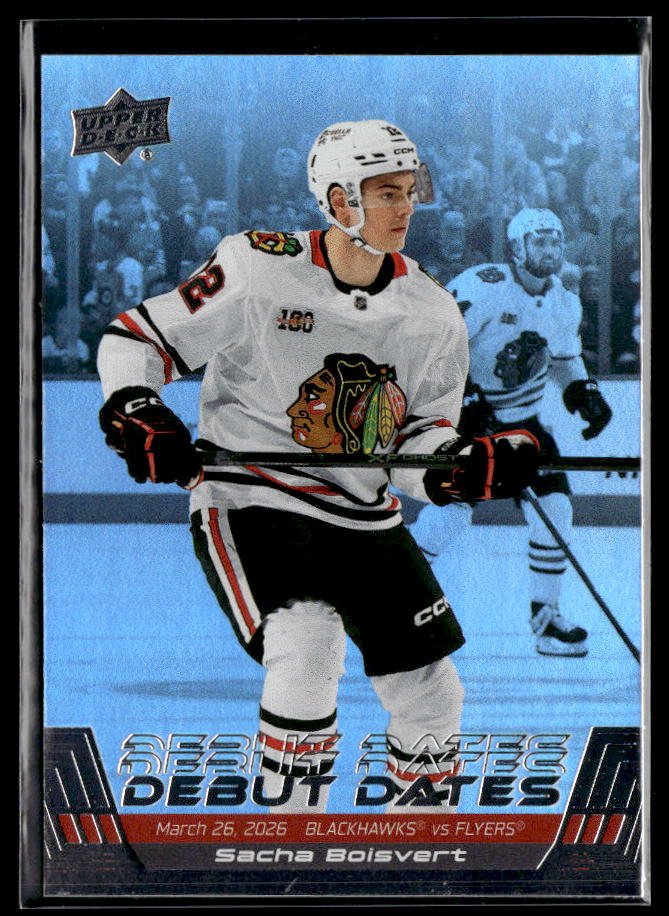 Sacha Boisvert RC - #DD-3 Debut Dates hockey card from 2026-27 Upper Deck Series 1