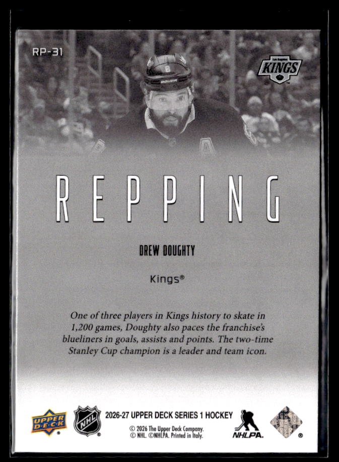 2026-27 Upper Deck Series 1 Hockey Repping #RP-31 Drew Doughty (2)