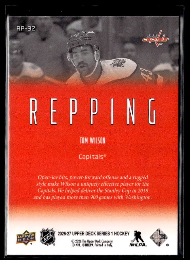 2026-27 Upper Deck Series 1 Hockey Repping #RP-32 Tom Wilson (2)