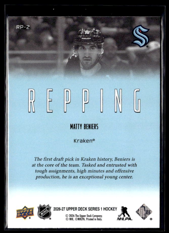 2026-27 Upper Deck Series 1 Hockey Repping #RP-2 Matty Beniers (2)