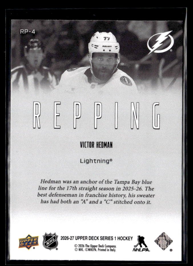 2026-27 Upper Deck Series 1 Hockey Repping #RP-4 Victor Hedman (2)