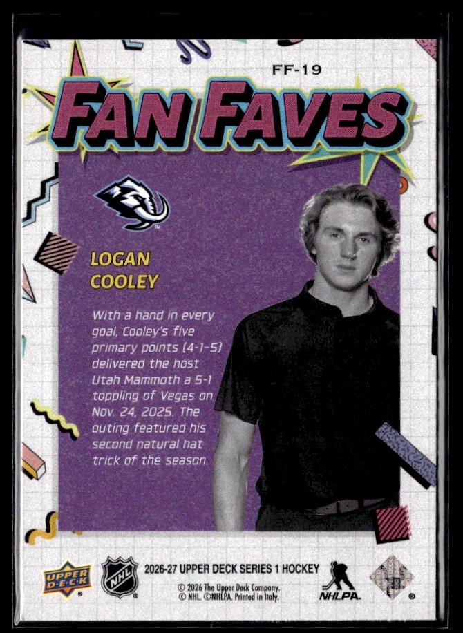 2026-27 Upper Deck Series 1 Hockey Fan Faves #FF-19 Logan Cooley (2)