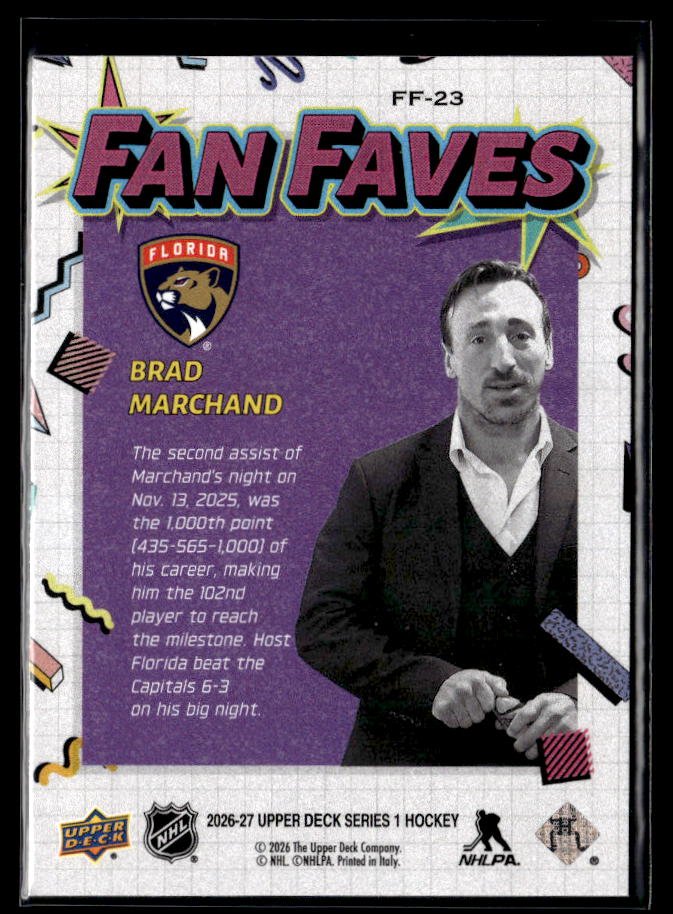 2026-27 Upper Deck Series 1 Hockey Fan Faves #FF-23 Brad Marchand (2)