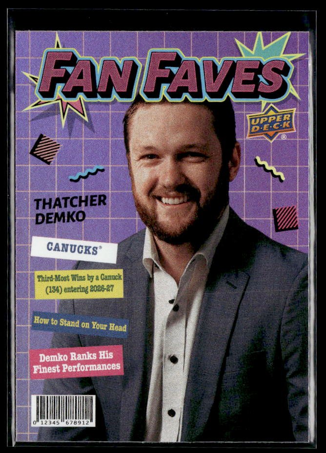 Thatcher Demko - #FF-8 Fan Faves hockey card from 2026-27 Upper Deck Series 1