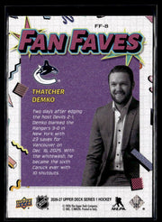 2026-27 Upper Deck Series 1 Hockey Fan Faves #FF-8 Thatcher Demko (2)